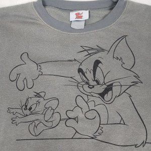 Tom & Jerry Vintage Kids Grey and Black Comfy Used Sweatshirt Size Large